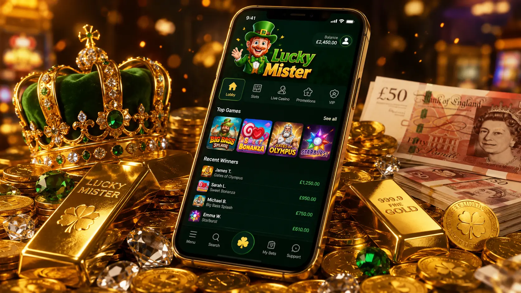 LuckyMister Casino app — mobile casino, sportsbook and cashier on Android and iOS